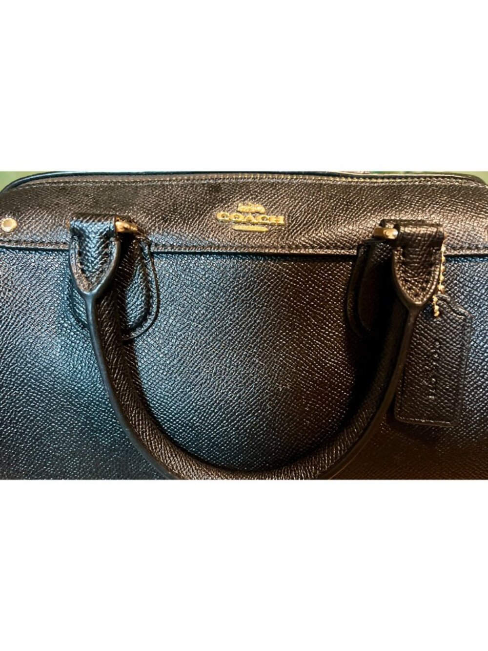 Coach Black Leather Satchel With Gold-Tone Hardware & Top Handles - Picture 9 of 15